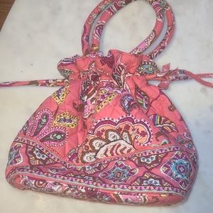 Vera Bradley tickled pink life bucket bag w/pulls